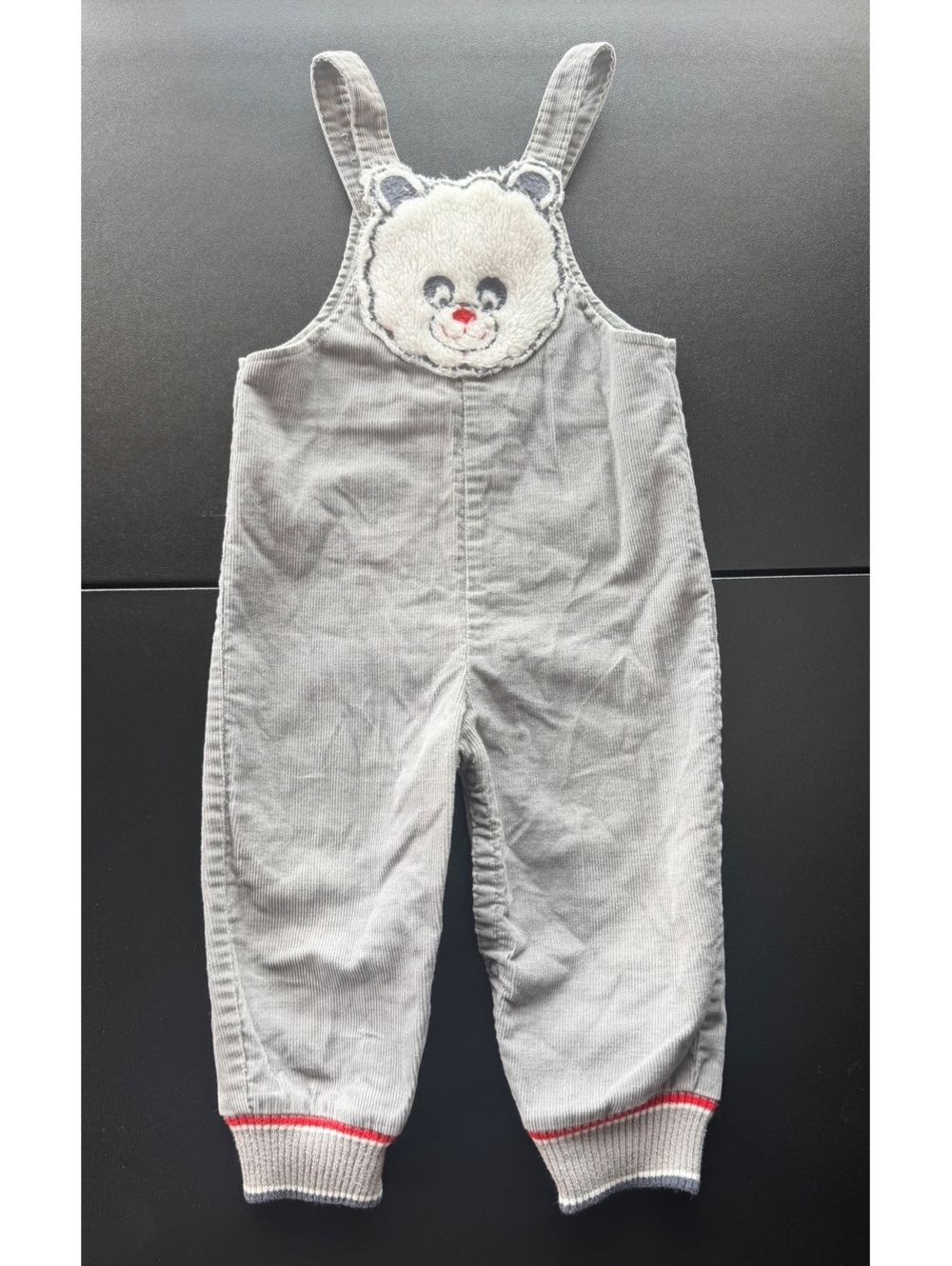 Vintage 80s Carter’s Teddy Bear Corduroy Overalls 24M HTF Fuzzy Applique